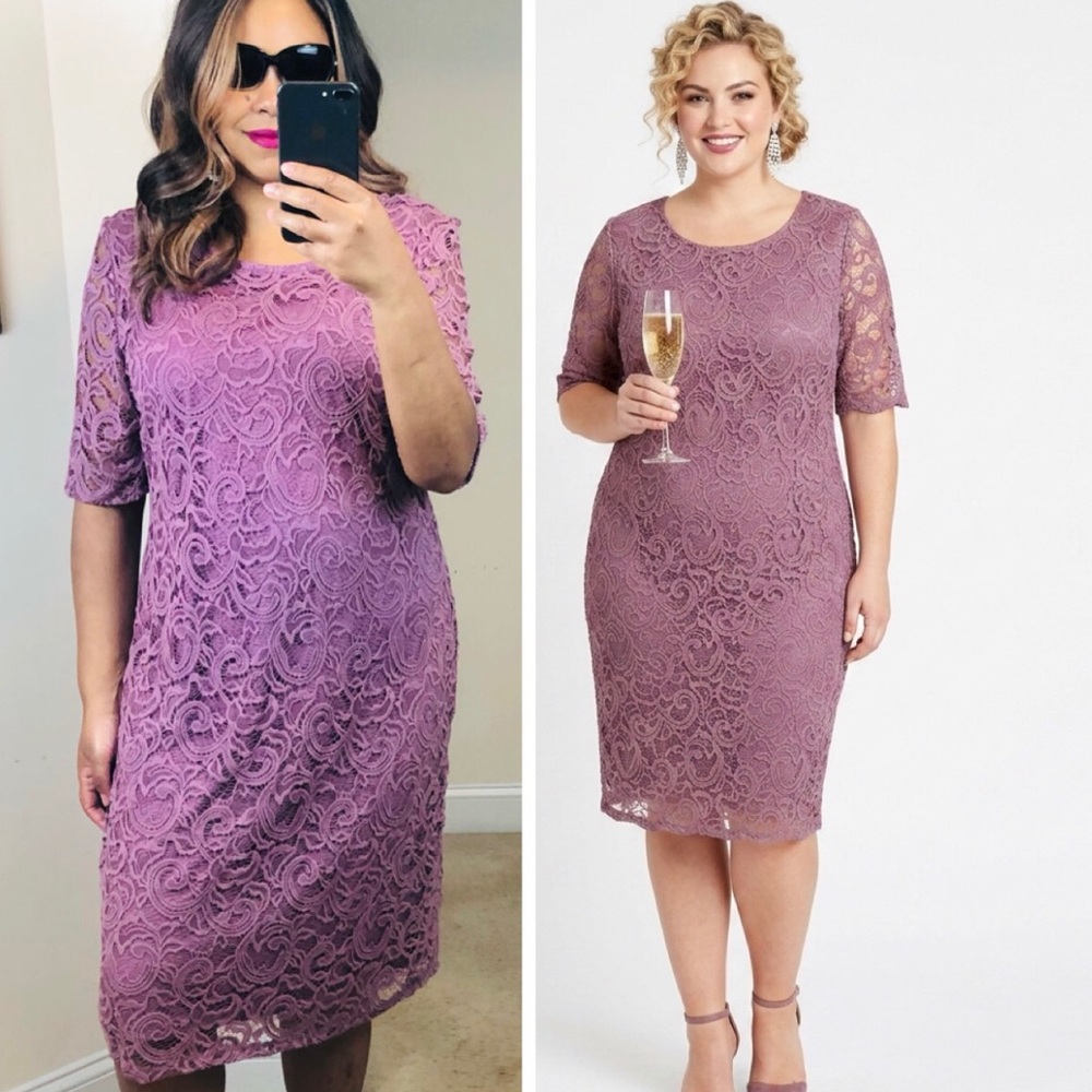 Olivia Matthews Cocktail Mauve Purple Lace PLUS SIZE 3X Evening Midi Dress